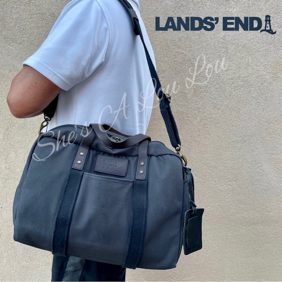 Lands' End Bags Lands End Waxed Cotton Canvas Wleather Trim Laptop